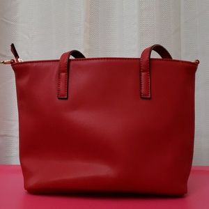 Small Faux-Leather Tote with Zipper